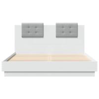Bedframe met hoofdeinde en LED-verlichting wit 150x200 cm - thumbnail