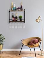 SVJ Wijnrek - 25x60x54 cm - Hout - Zwart - thumbnail