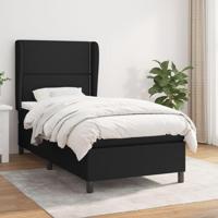 Boxspring met matras stof zwart 90x190 cm - thumbnail