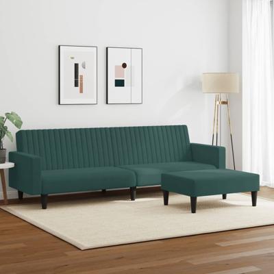 2-delige Loungeset fluweel donkergroen - thumbnail