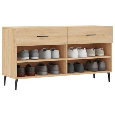 VidaXL Schoenenbank 102x35x55 cm bewerkt hout sonoma eikenkleurig VidaXL Schoenenbank 102x35x55 cm bewerkt hout sonoma eikenkleurig
