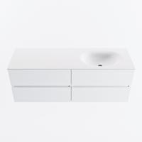 MONDIAZ VICA 140cm badmeubel onderkast Talc 4 lades. Wastafel MOON rechts zonder kraangat, kleur Talc. - thumbnail