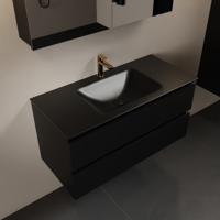 MONDIAZ AIVY 100cm badmeubel Urban, wastafel Urban solid surface midden 1 kraangat met spiegelkast (AI-351321URBAN-SI - AI-M100URMI - AI-C100URMI) - thumbnail