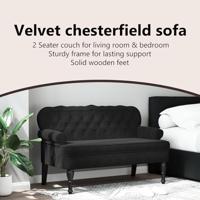 Bankje met rugleuning 119,5x64,5x75 cm fluweel zwart - thumbnail