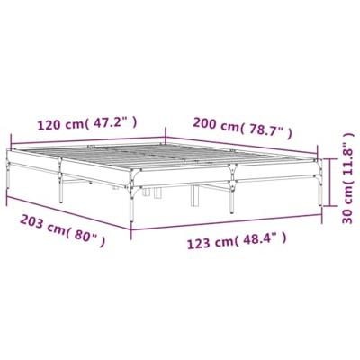 Bedframe bewerkt hout metaal sonoma eikenkleurig 120x200 cm Bedframe bewerkt hout metaal sonoma eikenkleurig 120x200 cm