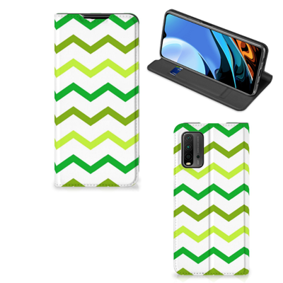 Xiaomi Poco M3 | Redmi 9T | Hoesje met Magneet | Zigzag Groen Xiaomi Poco M3 | Redmi 9T | Hoesje met Magneet | Zigzag Groen