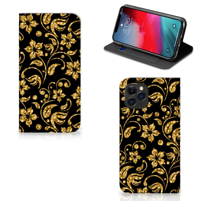 Apple iPhone 11 Pro Smart Cover Gouden Bloemen Apple iPhone 11 Pro Smart Cover Gouden Bloemen