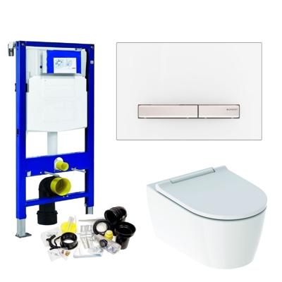 Geberit UP320 Toiletset set69 ONE Rimless Diepspoel Turboflush Wit met Sigma 50 drukplaat