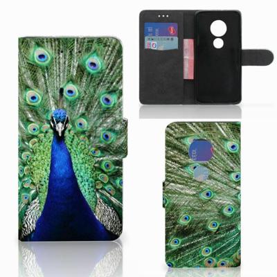 Motorola Moto G7 Play | Telefoonhoesje | Met pasjeshouder | Pauw