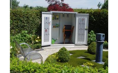 Biohort metalen tuinkast 230 zilver 227x83x182,5 cm- Plat dak- Metaal- Biohort