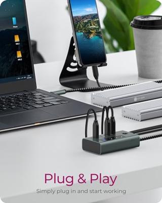 ICY BOX ib-hub1454-c31 usb-hub (grijs/blauwgrijs, 4x usb-c 3.2 (10 gbit/s))