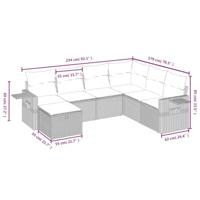 7-delige Loungeset met kussens poly rattan beige - thumbnail