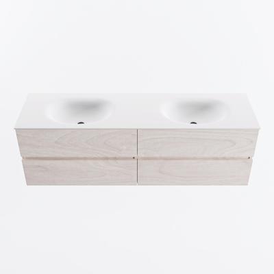 MONDIAZ VICA 160cm badmeubel onderkast Underlayment 4 lades. Wastafel MOON dubbel zonder kraangat, kleur Talc.