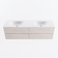 MONDIAZ VICA 160cm badmeubel onderkast Underlayment 4 lades. Wastafel MOON dubbel zonder kraangat, kleur Talc. - thumbnail