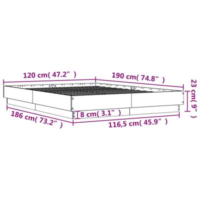 Bedframe met LED-verlichting sonoma eikenkleurig 180x200 cm