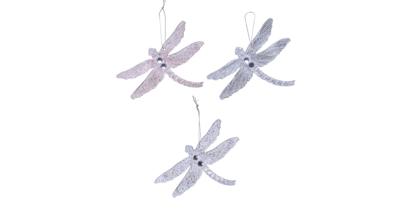 Libelle plastic l10b4.5h12.5 cm assorti kerstboomversiering kerst Decoris - Decoris