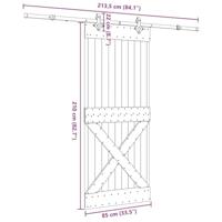 Schuifdeur met beslag 85x210 cm massief grenenhout - thumbnail