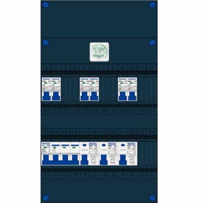 6 groepenkast 3 fase 400V 3 aardlekschakelaars 6 groepen hoofschakelaar 40A Gacia