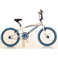 Royal Bmx fiets -bugatti tornado freestyle 20 inch - wit met blauwe banden - thumbnail