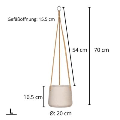 Rough Eco-line hangende bloempot L 20x17 cm Patt lichtgrijs Rough Eco-line hangende bloempot L 20x17 cm Patt lichtgrijs