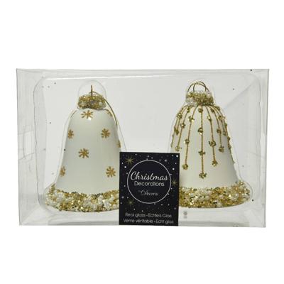 Klok glas d6,50h8 cm wolwit a2 2st Decoris - Decoris