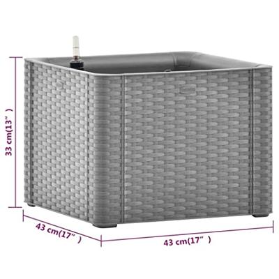 VidaXL Plantenbak hoog met zelfbewateringssysteem 43x43x33 cm grijs