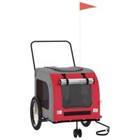 VidaXL Hondenfietstrailer oxford stof en ijzer rood en grijs - thumbnail