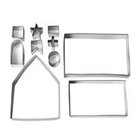 10 in 1 3D RVS biscuit schimmel kerst peperkoek huis bakken tools - thumbnail