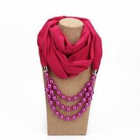 2 stks nationale stijl sjaal met imitatie parel ketting (Rose rood) - thumbnail