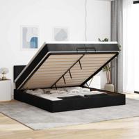 Ottoman bed met matras 200x200 cm stof zwart - thumbnail