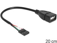 Delock 83291 USB-kabel USB 2.0 Shrouded header 4-polig, USB-A bus 0.20 m Zwart UL gecertificeerd - thumbnail
