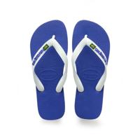 Teenslippers voor kinderen Brasil logo HAVAÏANAS marineblauw/wit - thumbnail