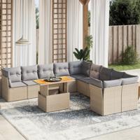 11-delige Tuinset met kussens poly rattan beige - thumbnail