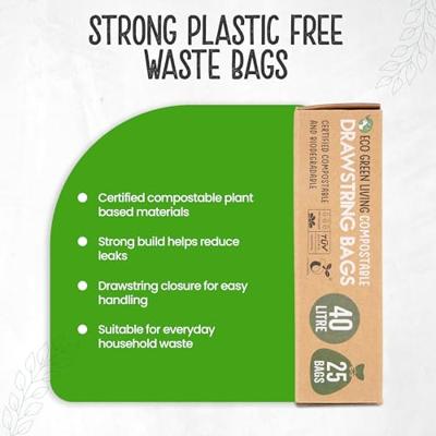Eco Green Living Composteerbare afvalzakken 40 liter - met trekkoord - 25 stuks Eco Green Living Composteerbare afvalzakken 40 liter - met trekkoord - 25 stuks
