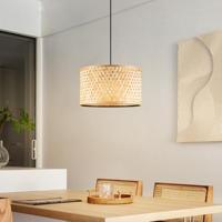 Bamboo Lampenkap - Cilindrisch - Beige - Boheemse stijl - ø40 x 22 cm - E27 fitting - Ontworpen voor Staande Lampen en Pendellamp - Ontworpen voor woonkamer en eetkamer - thumbnail