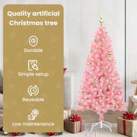 VidaXL Kerstboom met 150 led met standaard roze 150 cm pvc - thumbnail