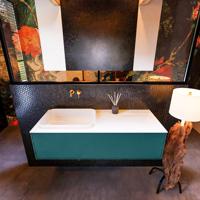 Badkamermeubelset Mondiaz Erin 120 cm met 1 Lade met RIDGE Wastafel Links Talc Zonder Kraangaten Greeploos Mat Smag - thumbnail