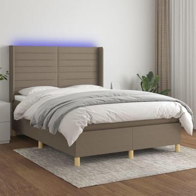 Boxspring met matras en LED stof taupe 140x190 cm