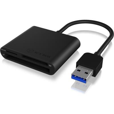 ICY BOX IB-CR301-U3 Externer Multi Card Reader (CF, SD, Micro SD) mit USB 3.0 Hostanschl Externe geheugenkaartlezer / hub USB-A 3.0 Zwart