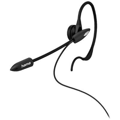 Hama In-ear headset met microfoon voor draadloze telefoons (2,5 mm jack, headset bedraad, in-ear hoofdtelefoon met microfoon, mono, eenzijdig draagbaar, met oorhaak, mute-functie, clip) zwart