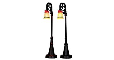 Lemax bell ornament lamp post s/2 verlichte straatlantaarn 2015