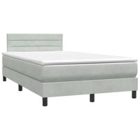 Boxspring met matras fluweel lichtgrijs 120x220 cm - thumbnail