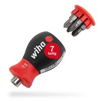 Wiha 380102 Schroevendraaier met bitmagazijn magnetisch Phillips, Pozidriv met 6 bits, Stubby, 1/4" - 33740 - thumbnail