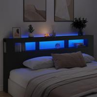 Hoofdeinde met LED 220x18,5x103,5 cm bewerkt hout zwart - thumbnail