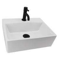 Fonteinset Boss & Wessing Latta Keramiek Eénhendelkraan En Sifon 38x30x12 cm Wit - thumbnail