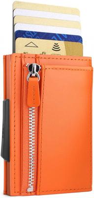 ÖGon Kaarthouder Cascade Rits Snap 9,7 Cm Leer/aluminium Oranje