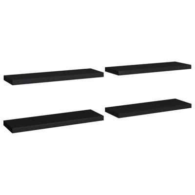 Wandschappen zwevend 4 st 80x23,5x3,8 cm MDF zwart Wandschappen zwevend 4 st 80x23,5x3,8 cm MDF zwart