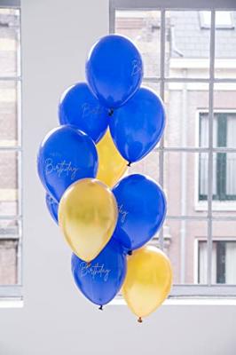 Ballonnen Set 25 Jaar Blauw Goud Premium - 12 Stuks