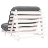 Futon slaapbank met matras 100x206x11 cm massief grenenhout wit - thumbnail