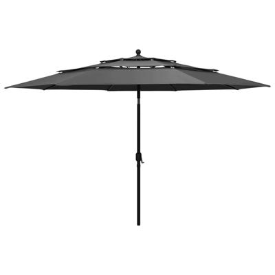 Parasol 3-laags met aluminium paal 3,5 m antracietkleurig